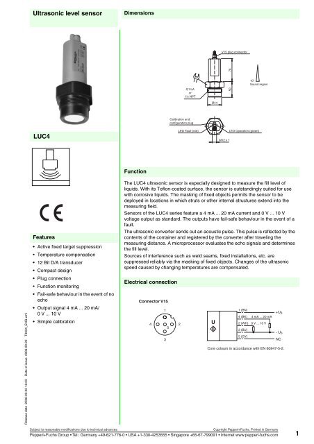 Ultrasonic level sensor 1 LUC4 - Pepperl+Fuchs