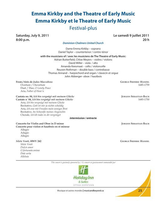 programme du festival 2011 - Music & Beyond