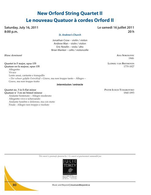 programme du festival 2011 - Music & Beyond