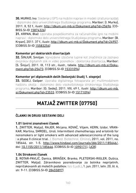 MFbiblioza2011.pdf - Medicinska fakulteta Maribor - Univerza v ...