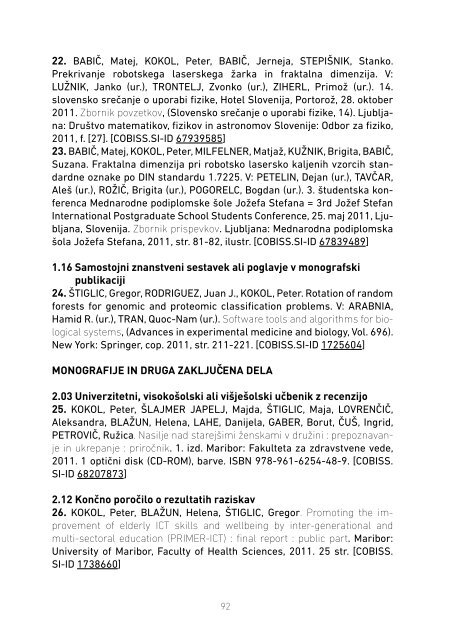 MFbiblioza2011.pdf - Medicinska fakulteta Maribor - Univerza v ...