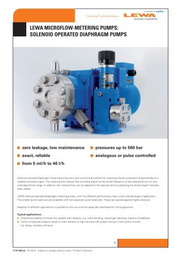 LEWA microfLoW-mEtEring pumps: soLEnoid opErAtEd diAphrAgm ...