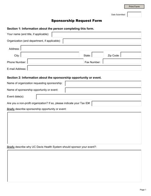 Sponsorship Request Form