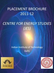 centre for energy studies - Training & Placement, IIT Delhi - Indian ...