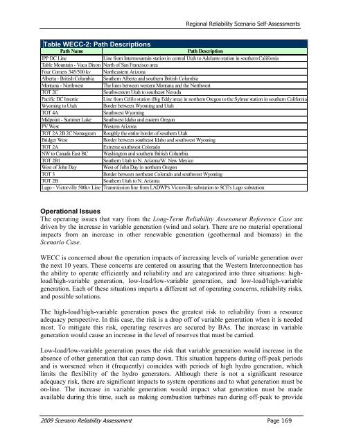 2009 Scenario Reliability Assessment - NERC