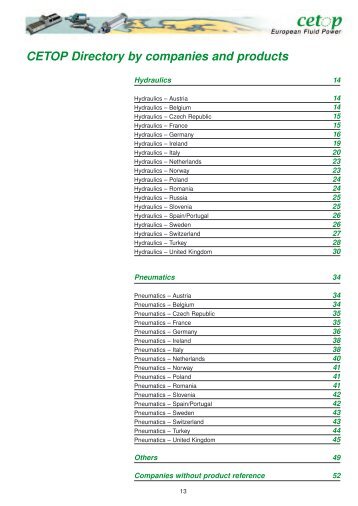 CETOP Directory by companies and products