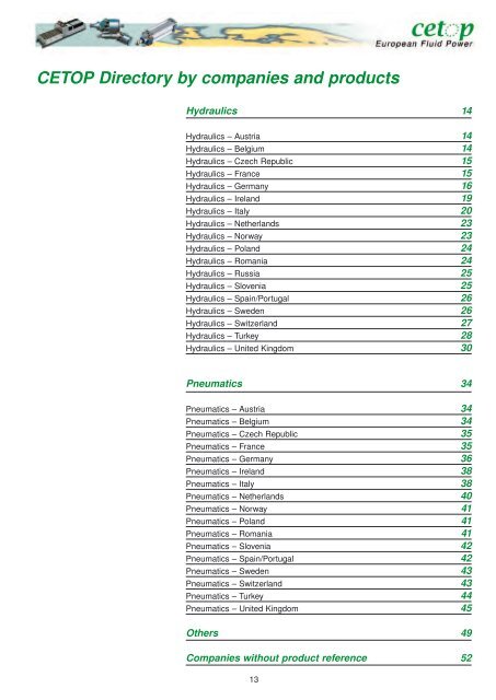 CETOP Directory by companies and products