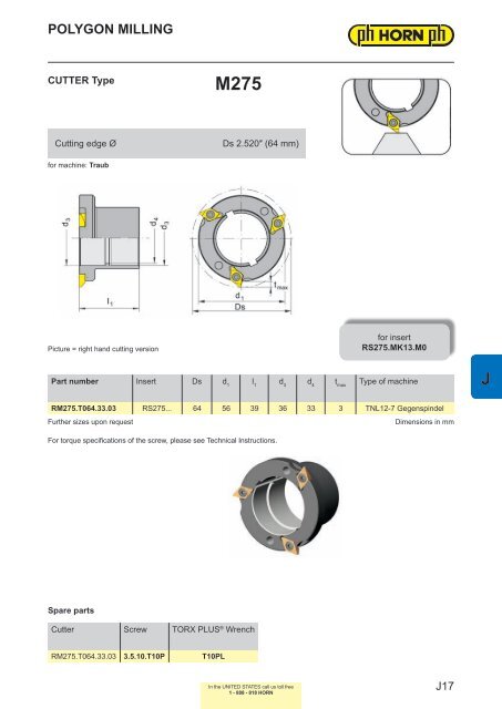 POLYGON MILLLING Polygon Milling Cutter - Horn USA