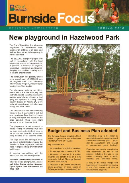 New playground in Hazelwood Park - City of Burnside - SA.Gov.au