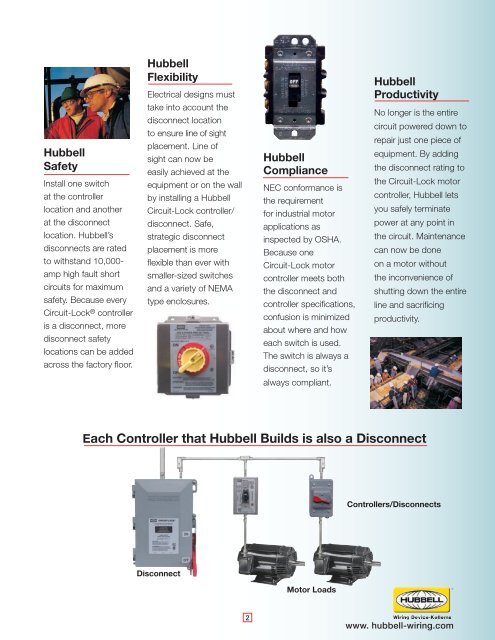 Hubbell's CIRCUIT-LOCK® Manual Motor Controllers "Suitable as