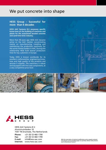 AAC Technology - Plants and Systems - HESS Group