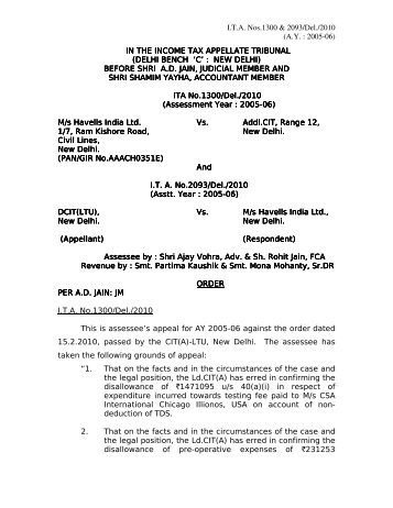 Havells India Ltd v. ACIT - TaxGuru