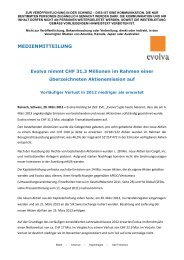 Evolva nimmt Kapital in Höhe von bis zu CHF 31 Mio - Aravis