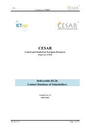 Deliverable D2.2b Contact Database of Stakeholders - CESAR project