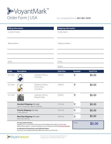 VoyantMark Order Form | Fax to 801-881-5239 - Voyant Health