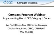 CPT Category II Codes – CQC webinar - California Quality ...