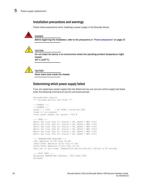 Brocade Netiron CES and Brocade Netiron CER Devices Hardware ...