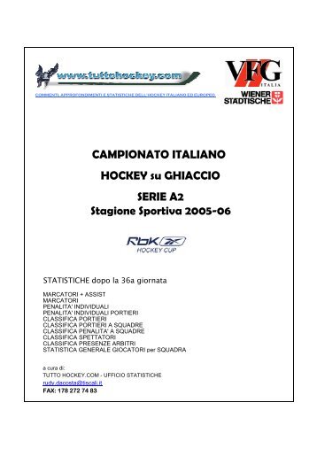 Serie "B" 05-06: Statistiche della sola regular season - Tuttohockey