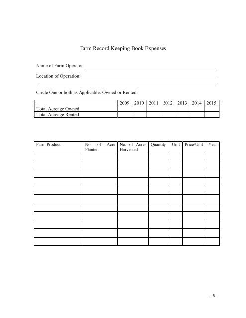 Record Keeping B Agribusiness Farmers and Land Record Keeping ...