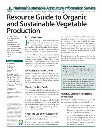 Resource Guide to Organic and Sustainable Vegetable Production