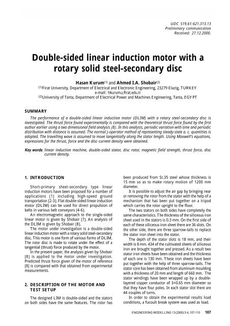 Double-sided linear induction motor with a rotary solid steel ...