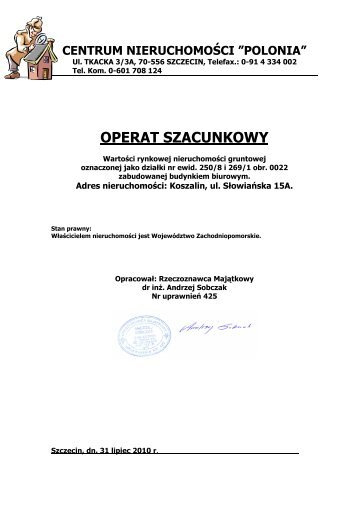 OPERAT SZACUNKOWY - IPZP