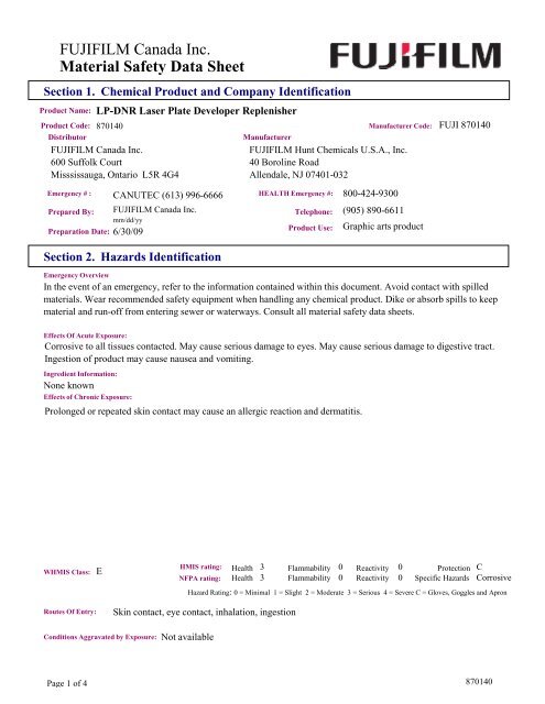 LP-DNR Laser Plate Developer Replenisher 870140 - Fujifilm Canada