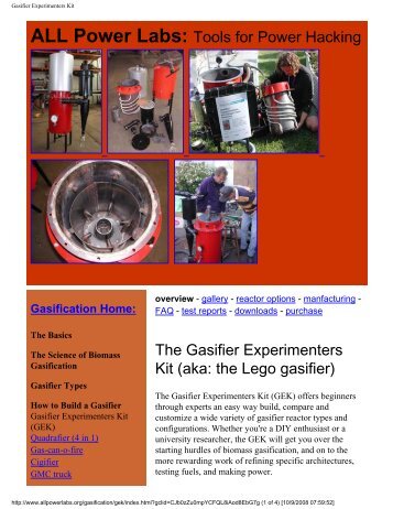 Gasifier Experimenters Kit