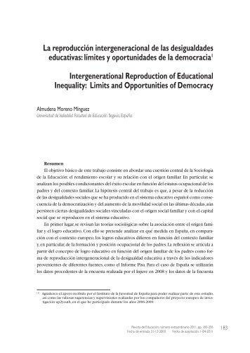 La reproducción intergeneracional de las desigualdades educativas ...