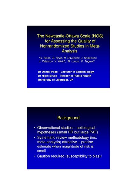 The Newcastle-Ottawa Scale - Evidence-based Public Health