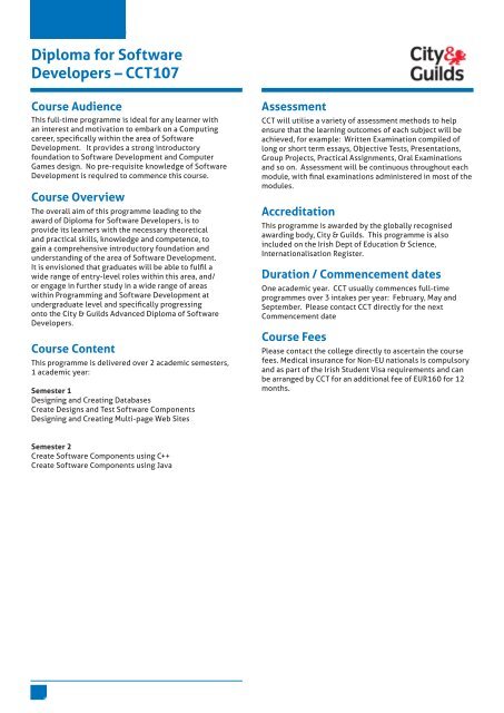 College of Computer Training (CCT) Prospectus www.cct.ie