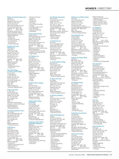 January / February - Minnesota Precision Manufacturing Association