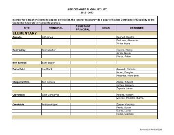 Administrative Designees - Moreno Valley Unified School District