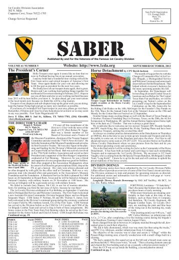 Sep Oct '12 Saber Colored.indd - First Cavalry Division Association