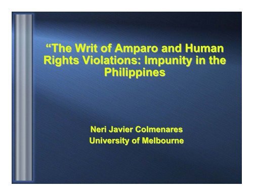 “The Writ of Amparo and Human Rights Violations: Impunity in the ...