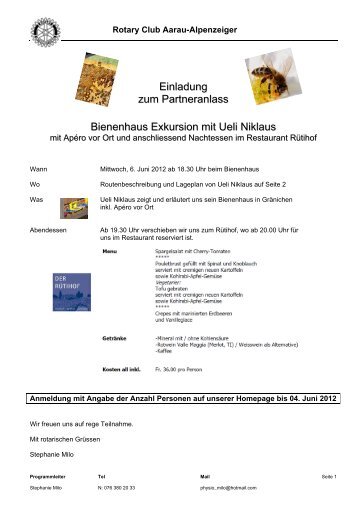 Einladung zum Partneranlass Bienenhaus Exkursion mit Ueli Niklaus