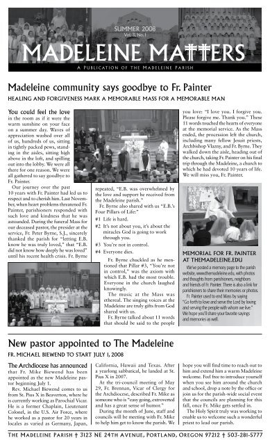 New pastor appointed to The madeleine madeleine community says ...