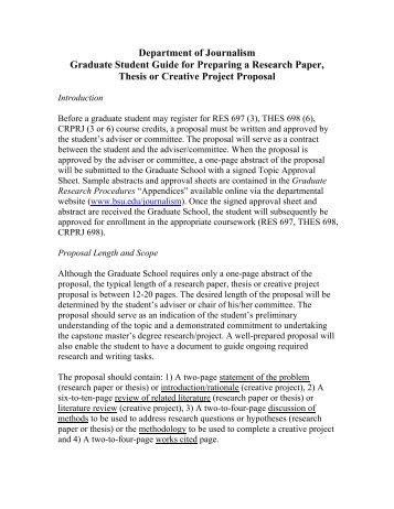 Capstone Creative Project/Thesis Proposal Guide (PDF) - Ball State ...