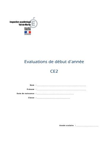 Evaluations de dÃ©but d'annÃ©e CE2