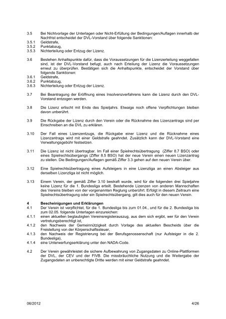 Lizenzstatut - Deutscher Volleyball-Verband