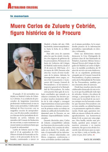 Muere Carlos de Zulueta y Cebrián, figura histórica de la Procura