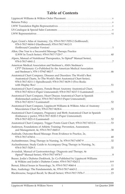 Table Of Contents Lww
