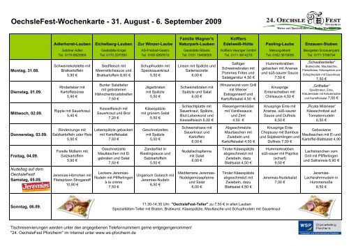 Wochenkarte 25-30 08 09