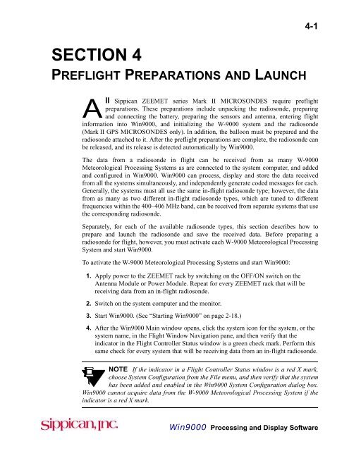 section 4 preflight preparations and launch