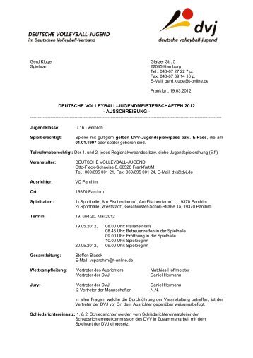 U16 weiblich - Deutscher Volleyball-Verband