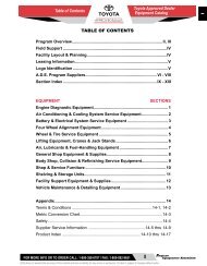 Toyota Approved Dealer Equipment Catalog Table of Contents ...