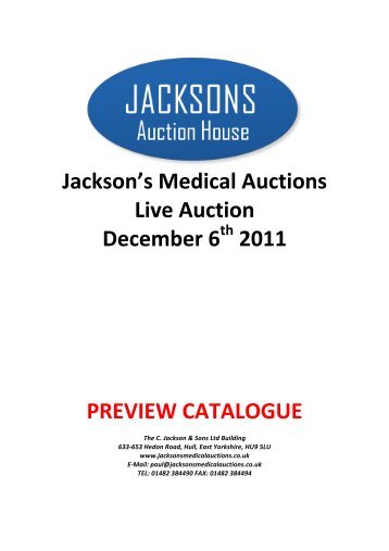 Jackson's Medical Auctions Live Auction December 6 th 2011 ...