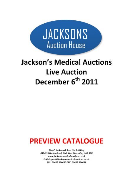 Jackson's Medical Auctions Live Auction December 6 th 2011 ...