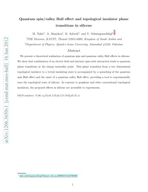 Quantum spin/valley Hall effect and topological insulator phase ...
