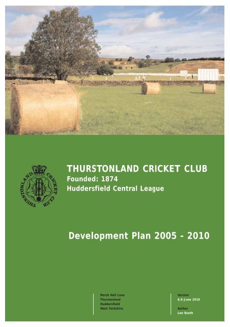 TCC Development Plan - Thurstonland Cricket Club